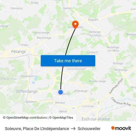 Soleuvre, Place De L'Indépendance to Schouweiler map