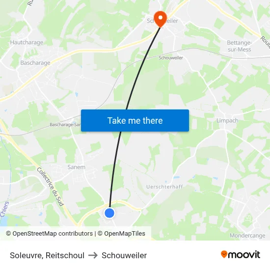 Soleuvre, Reitschoul to Schouweiler map