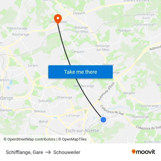 Schifflange, Gare to Schouweiler map