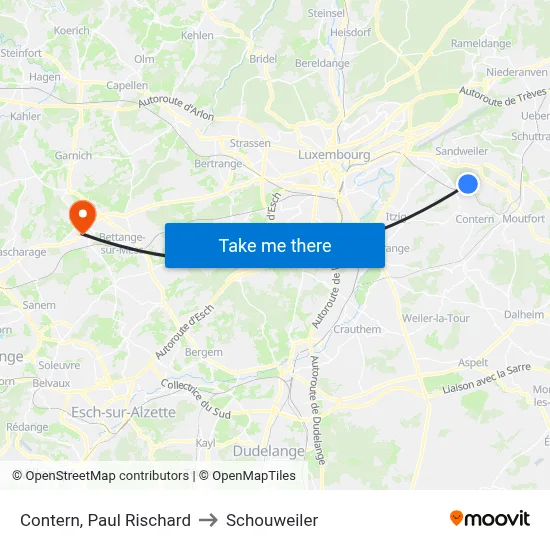 Contern, Paul Rischard to Schouweiler map