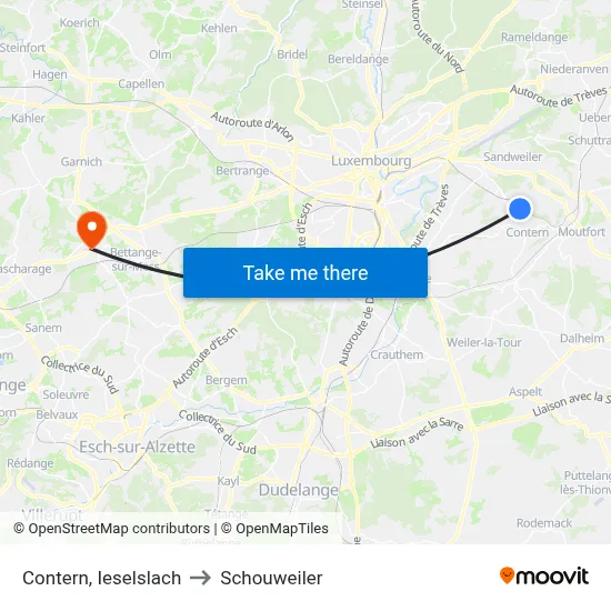 Contern, Ieselslach to Schouweiler map