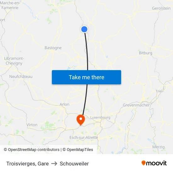 Troisvierges, Gare to Schouweiler map