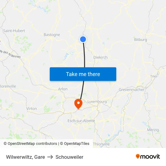 Wilwerwiltz, Gare to Schouweiler map