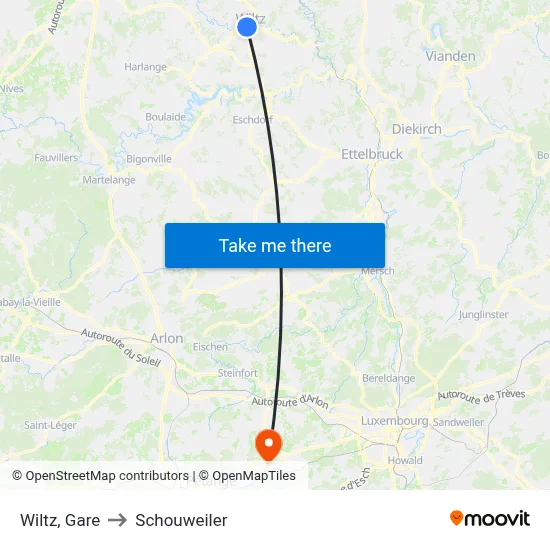 Wiltz, Gare to Schouweiler map