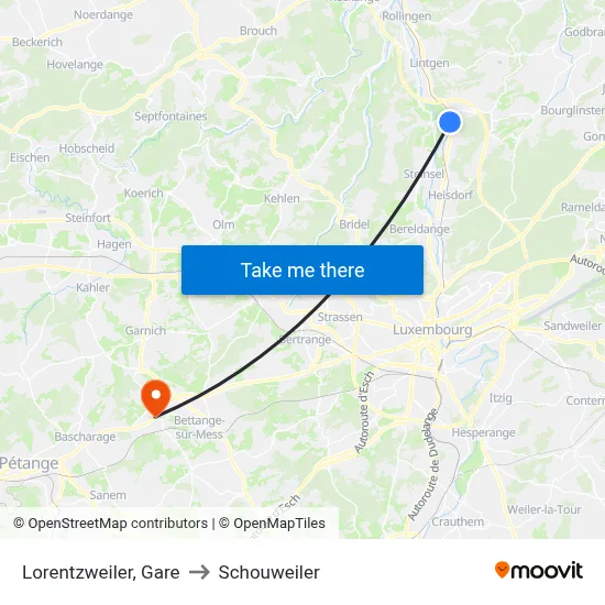Lorentzweiler, Gare to Schouweiler map