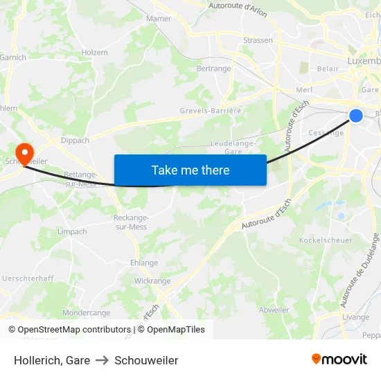Hollerich, Gare to Schouweiler map