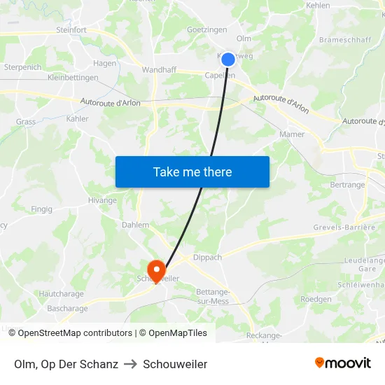 Olm, Op Der Schanz to Schouweiler map