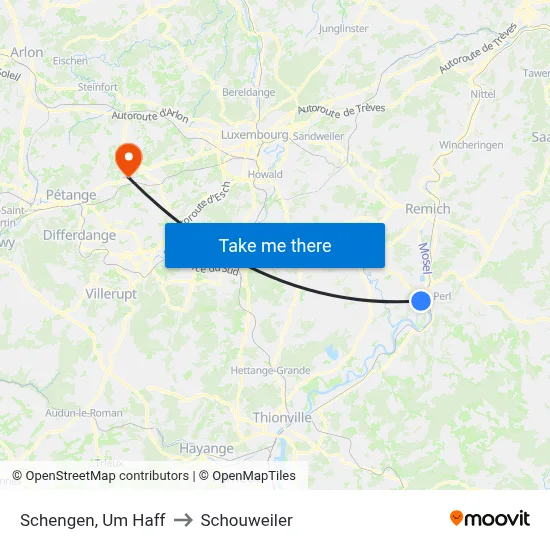 Schengen, Um Haff to Schouweiler map