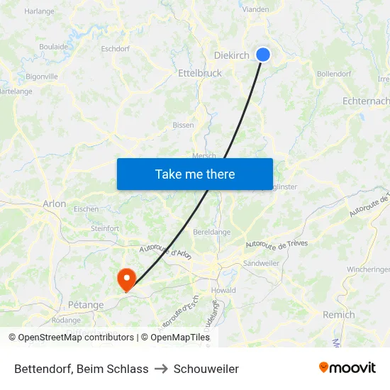 Bettendorf, Beim Schlass to Schouweiler map