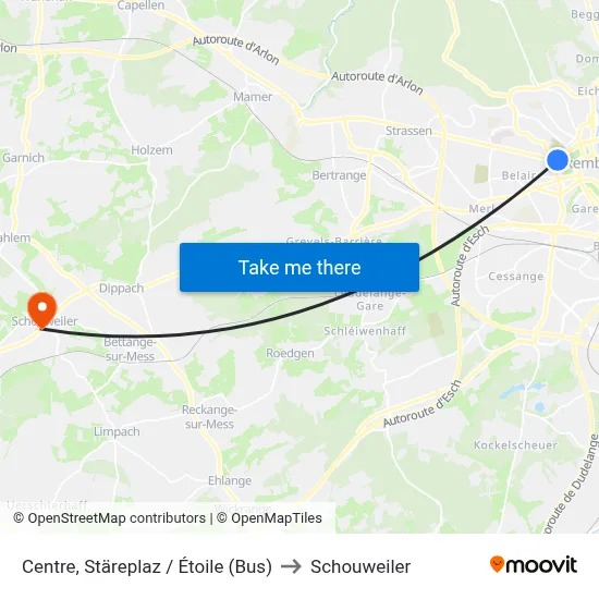 Centre, Stäreplaz / Étoile (Bus) to Schouweiler map