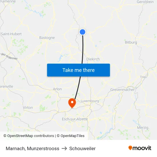 Marnach, Munzerstrooss to Schouweiler map
