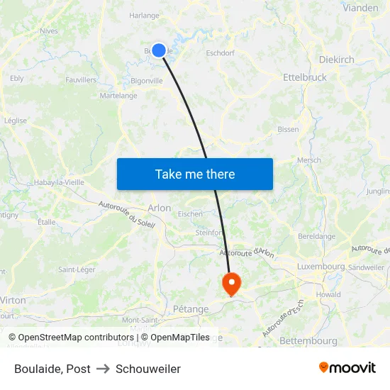 Boulaide, Post to Schouweiler map