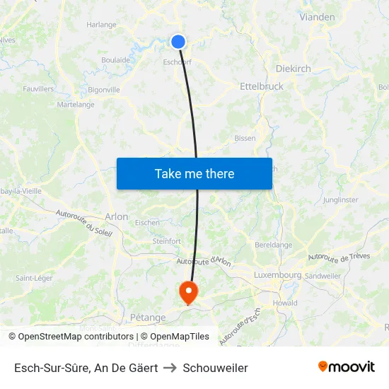 Esch-Sur-Sûre, An De Gäert to Schouweiler map