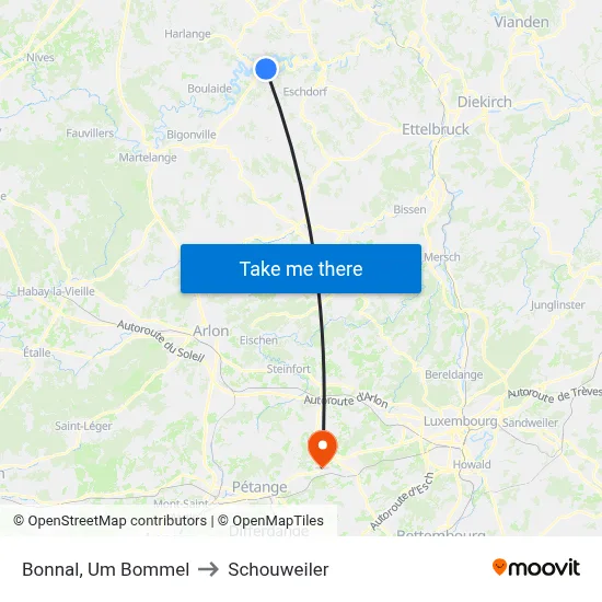 Bonnal, Um Bommel to Schouweiler map