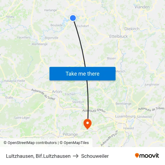 Lultzhausen, Bif.Lultzhausen to Schouweiler map