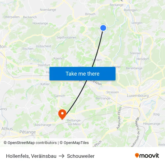 Hollenfels, Veräinsbau to Schouweiler map