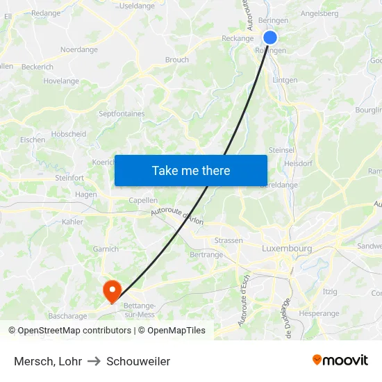 Mersch, Lohr to Schouweiler map