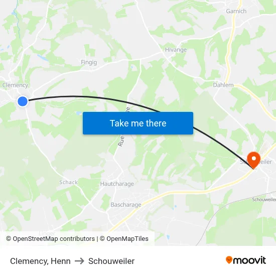 Clemency, Henn to Schouweiler map