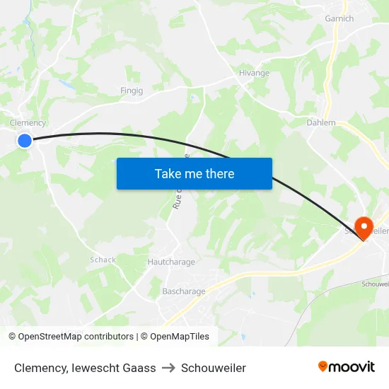 Clemency, Iewescht Gaass to Schouweiler map