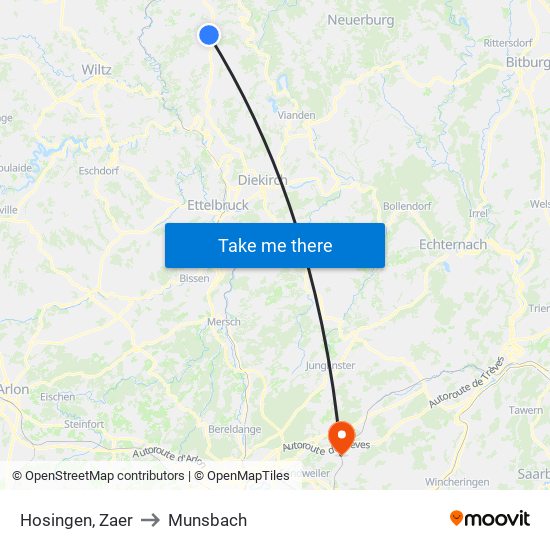 Hosingen, Zaer to Munsbach map