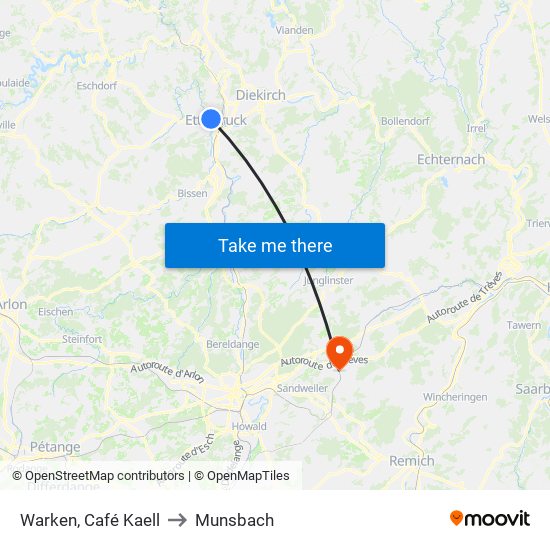 Warken, Café Kaell to Munsbach map
