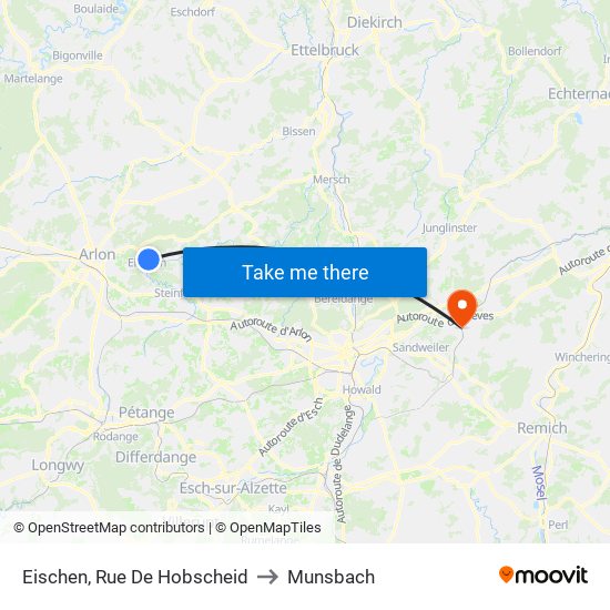 Eischen, Rue De Hobscheid to Munsbach map