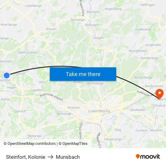 Steinfort, Kolonie to Munsbach map