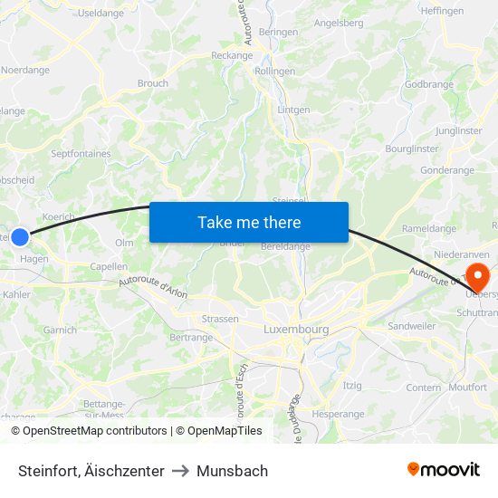 Steinfort, Äischzenter to Munsbach map