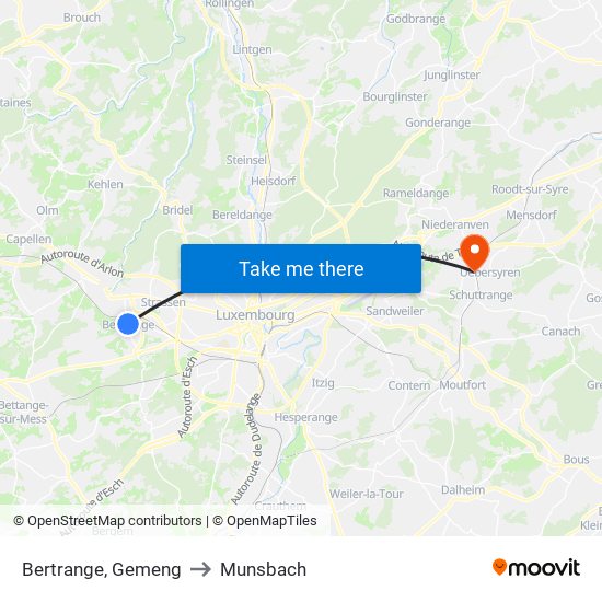 Bertrange, Gemeng to Munsbach map