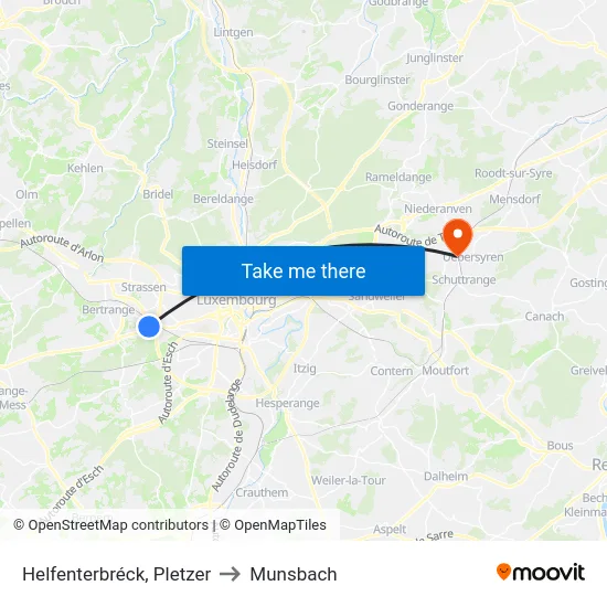 Helfenterbréck, Pletzer to Munsbach map