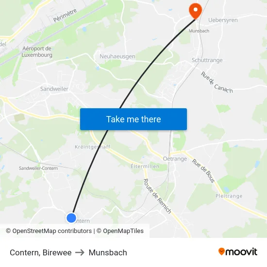 Contern, Birewee to Munsbach map