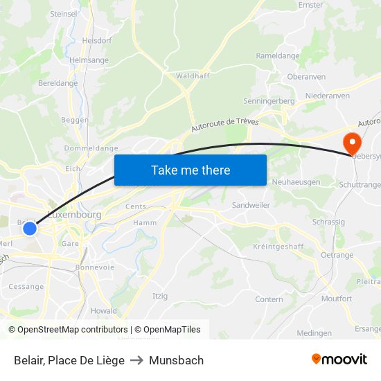 Belair, Place De Liège to Munsbach map