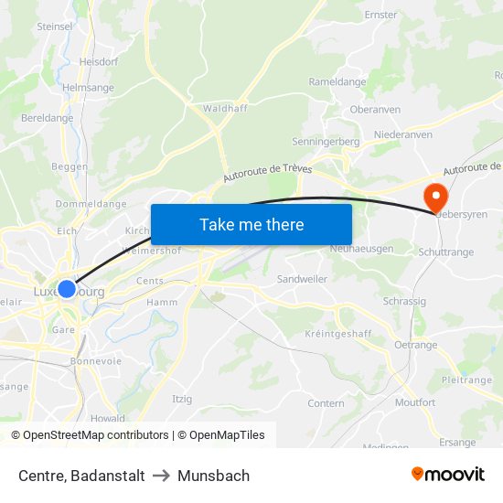 Centre, Badanstalt to Munsbach map