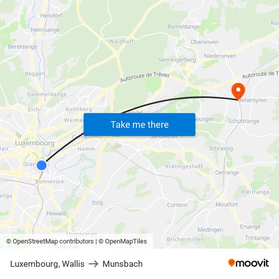 Luxembourg, Wallis to Munsbach map