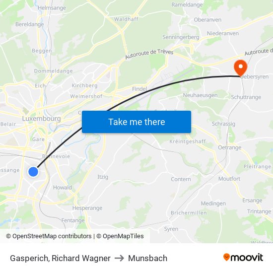 Gasperich, Richard Wagner to Munsbach map