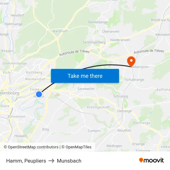 Hamm, Peupliers to Munsbach map