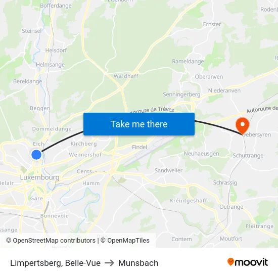 Limpertsberg, Belle-Vue to Munsbach map