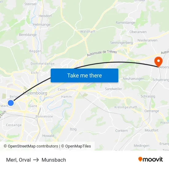 Merl, Orval to Munsbach map