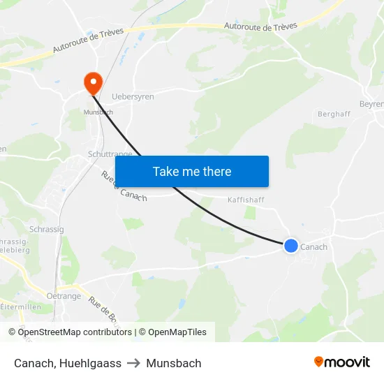 Canach, Huehlgaass to Munsbach map