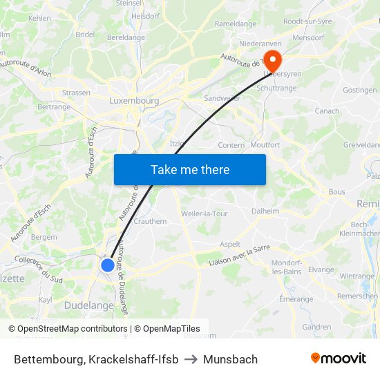 Bettembourg, Krackelshaff-Ifsb to Munsbach map