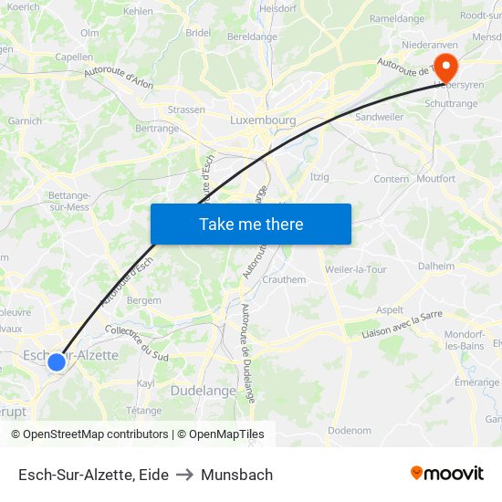 Esch-Sur-Alzette, Eide to Munsbach map