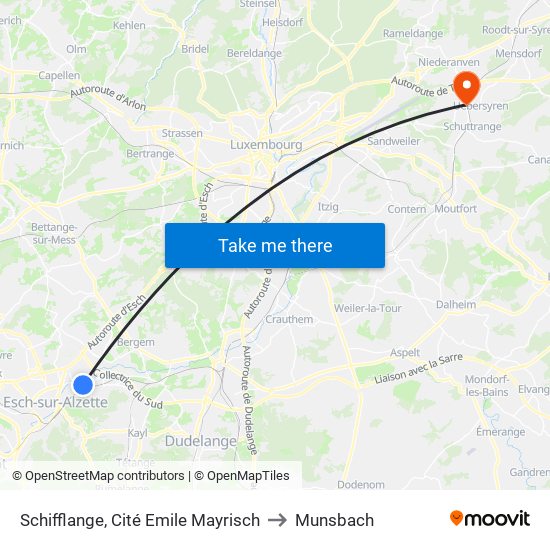 Schifflange, Cité Emile Mayrisch to Munsbach map