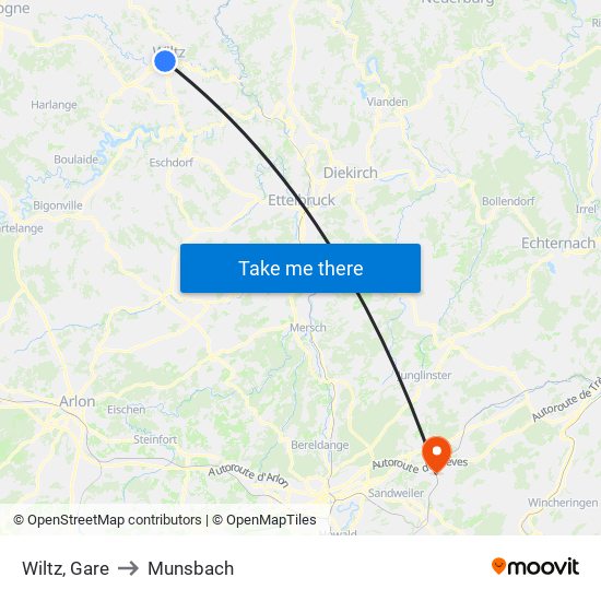 Wiltz, Gare to Munsbach map