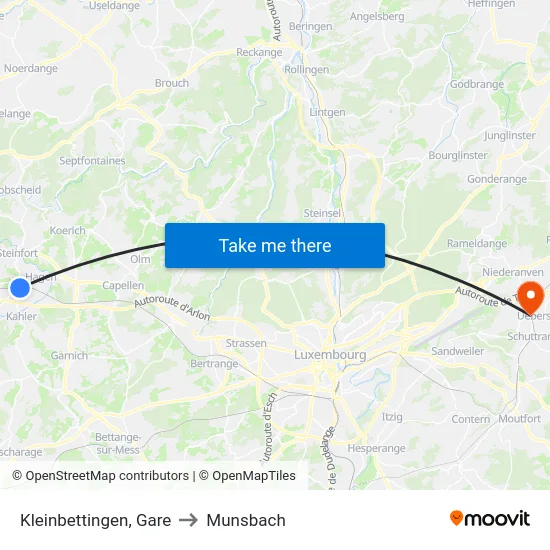 Kleinbettingen, Gare to Munsbach map