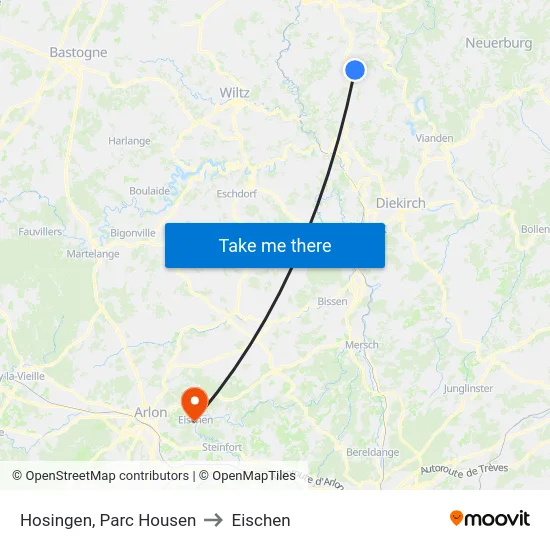 Hosingen, Parc Housen to Eischen map