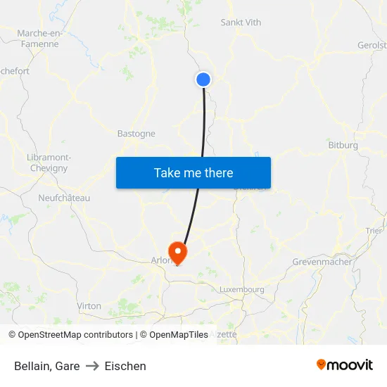 Bellain, Gare to Eischen map