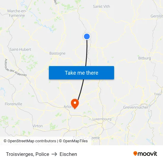 Troisvierges, Police to Eischen map