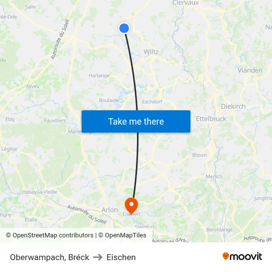 Oberwampach, Bréck to Eischen map