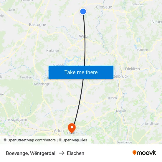Boevange, Wëntgerdall to Eischen map