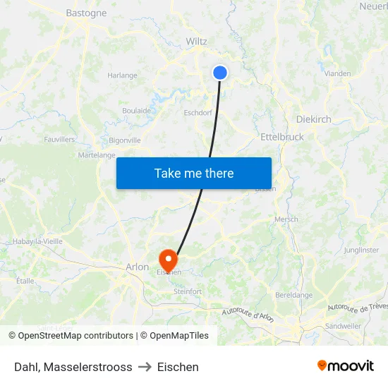 Dahl, Masselerstrooss to Eischen map